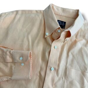 JOS A BANK Traveler's Collection 100% Linen Button Down Shirt Men XL Peach‎